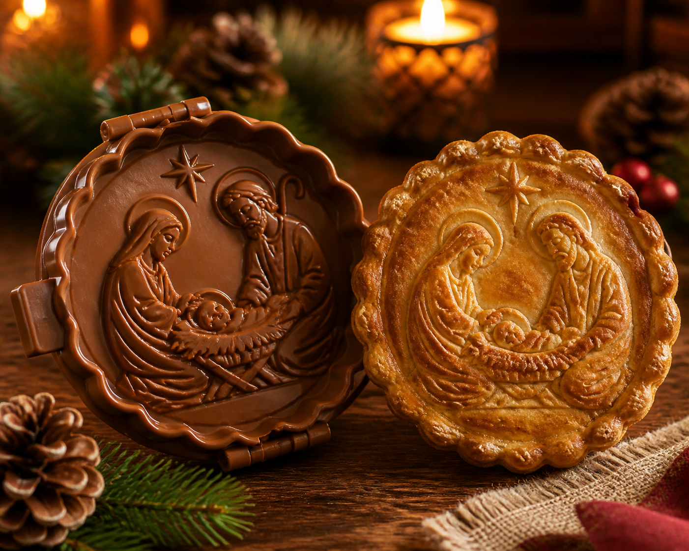 Holy Family mini pie mold with baked result